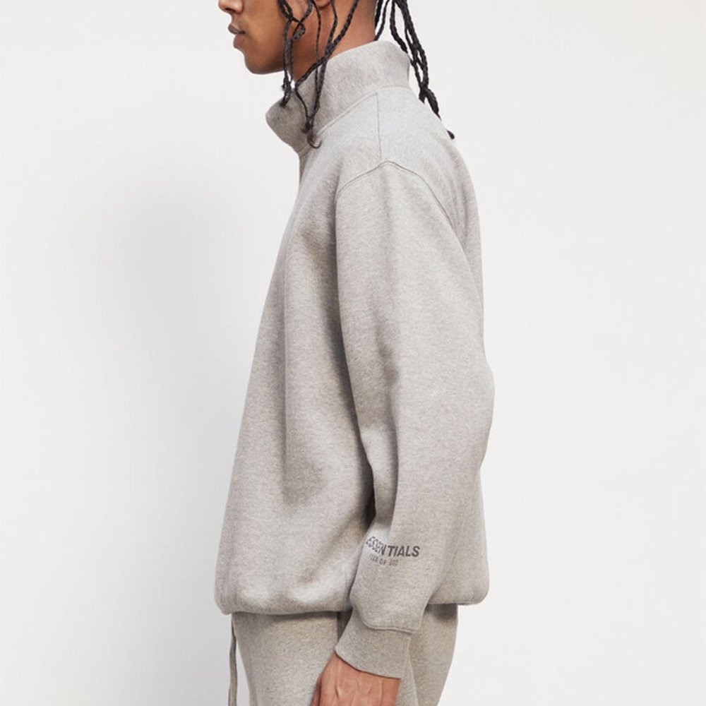 Essentials Fear of God Mock Neck Heathered Gray Sweatshirt - Picture 4 of 4